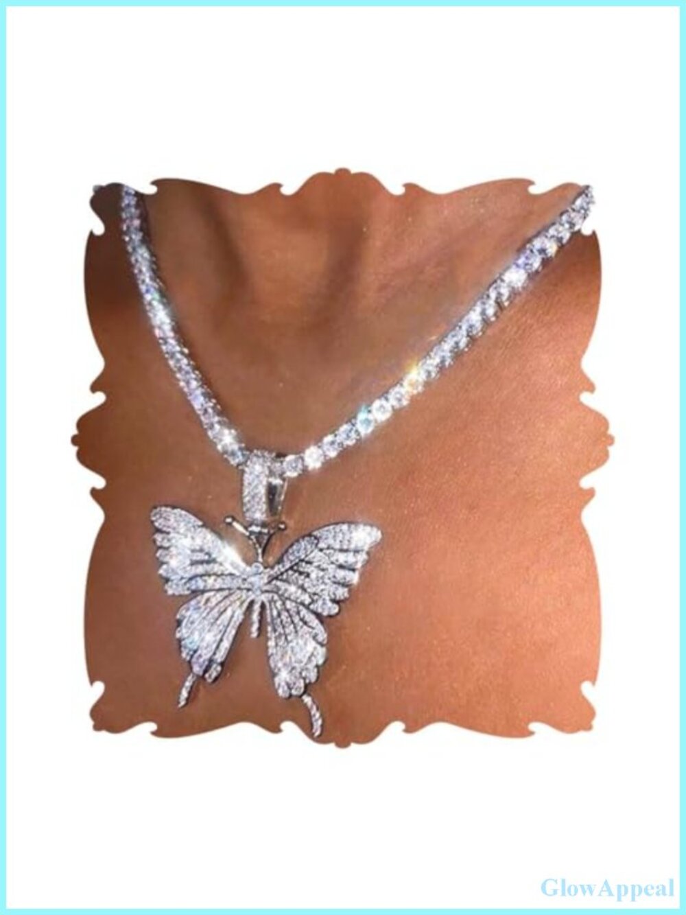 Butterfly Pendant Necklace Alloy Rhinestone Choker Costume Jewelry for Women